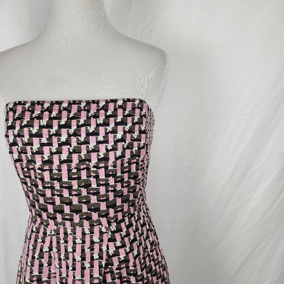 NWT Banana Republic Petite Abstract Silk Pink Pockets Dress Strapless, 4P - Picture 3 of 16